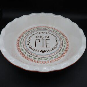 NEW Celebrate It Ceramic Pie Plate / Dish "Easy as Pie" 10"